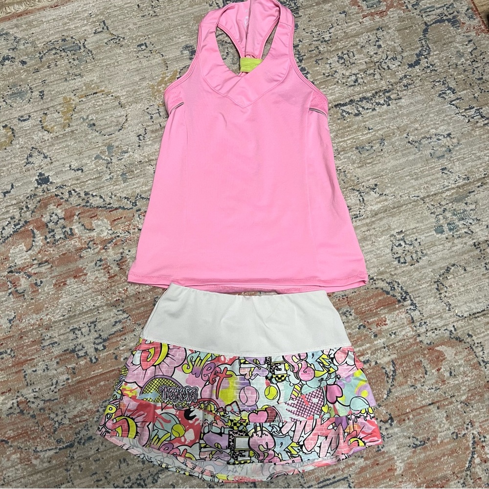 Lucky in Love. Everything 7-8, but “Sweet Tennis” skort(6)